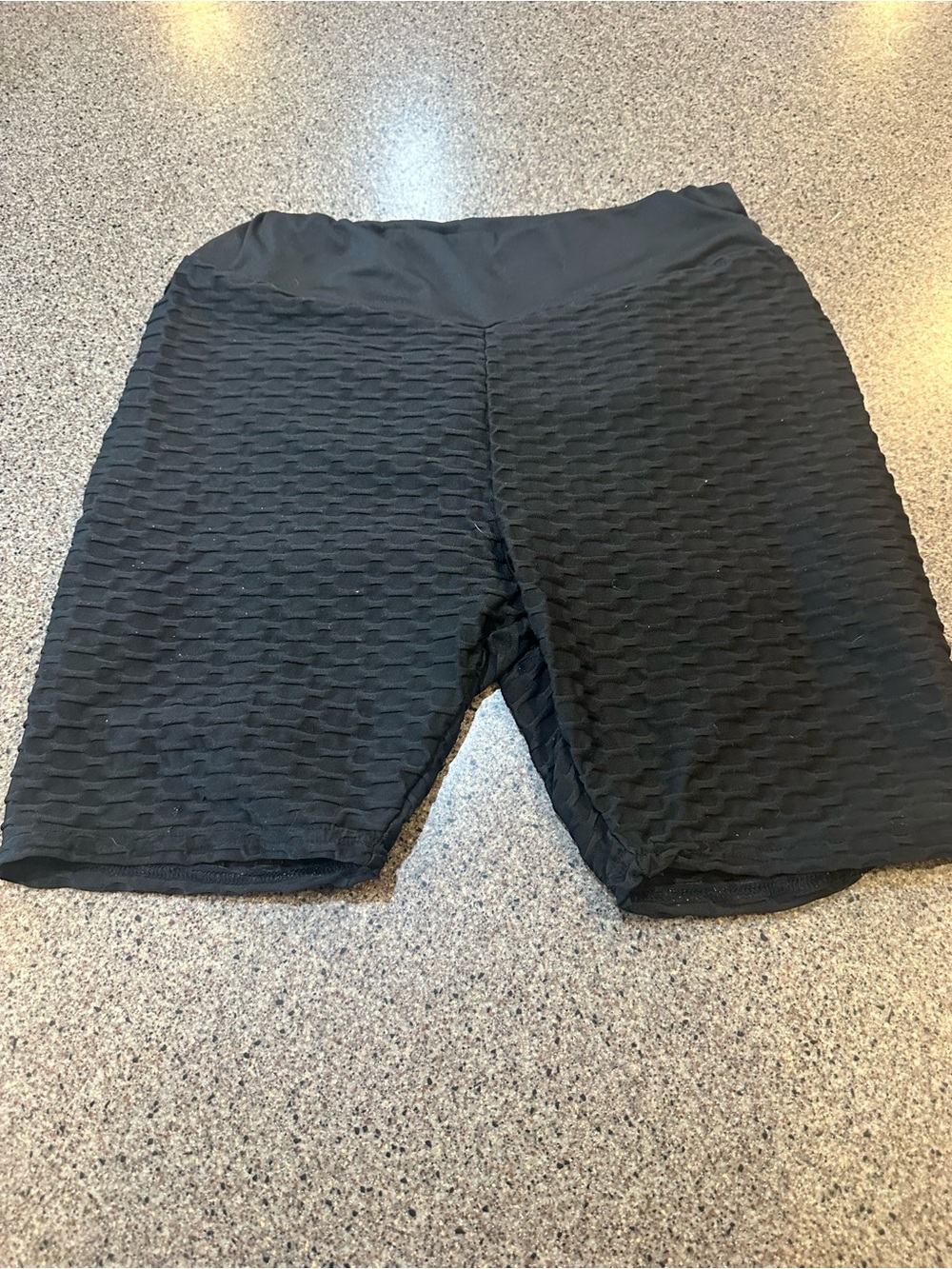 Textured Black Biker Shorts